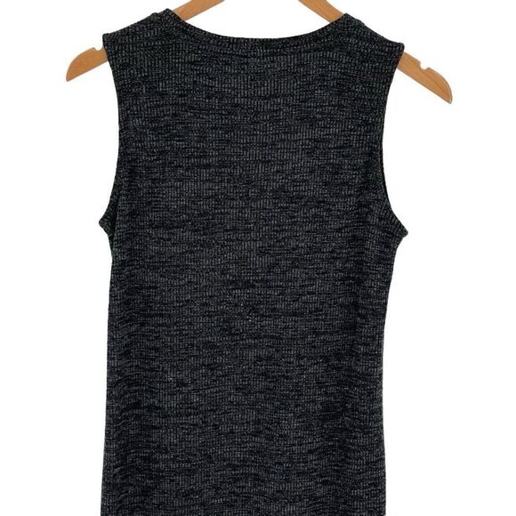 Roots Sleeveless Ribbed Knit Sheath Dress Knee Length Women Small Black Gray - Picture 6 of 9
